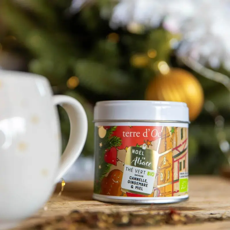 Duo de thé vert bio & mug Noël en Alsace - Terre d'Oc