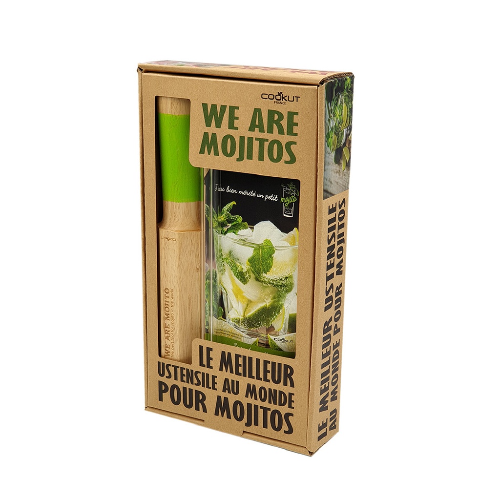 Coffret mojitos : pilon-doseur, recettes et pailles - Cookut