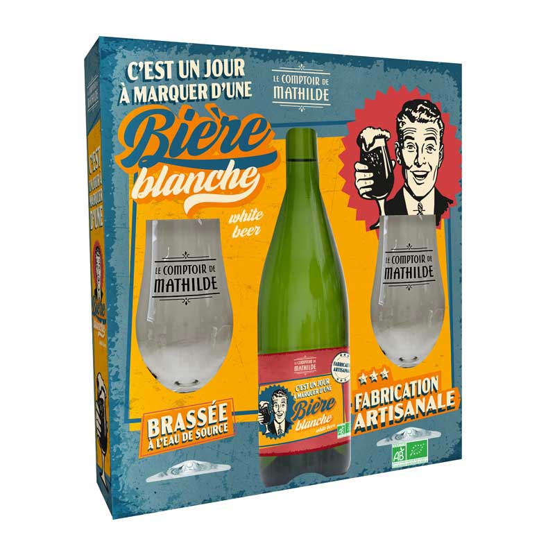 Coffret bière blanche bio + 2 verres - Le Comptoir de Mathilde