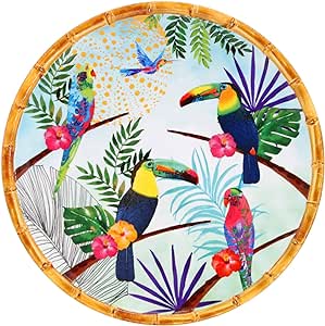 Grande assiette plate en mélamine toucans de Rio - Les Jardins de La Comtesse