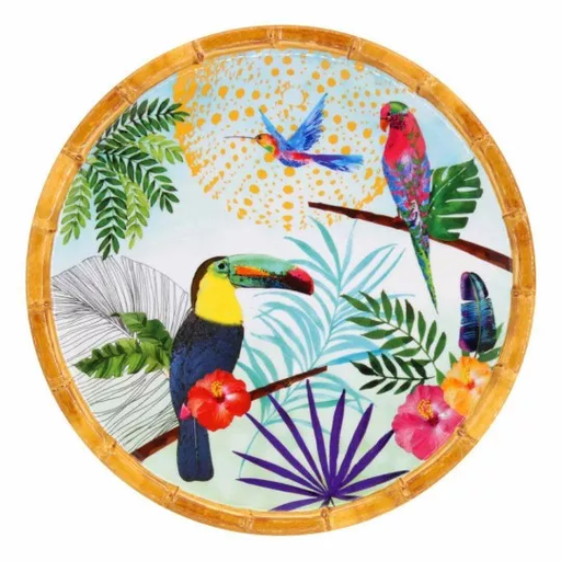 Petite assiette plate à dessert en mélamine toucans de Rio - Les Jardins de La Comtesse