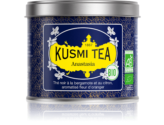 Anastasia Thé noir earl grey bio, citron Boîte 100 g - Kusmi Tea