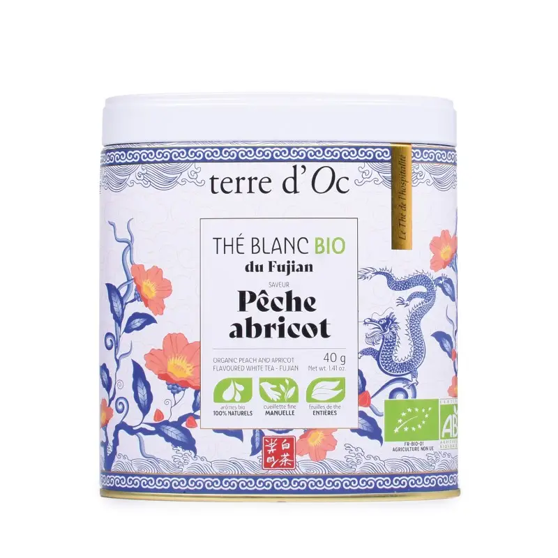 Thé blanc bio pêche abricot - Terre d'Oc