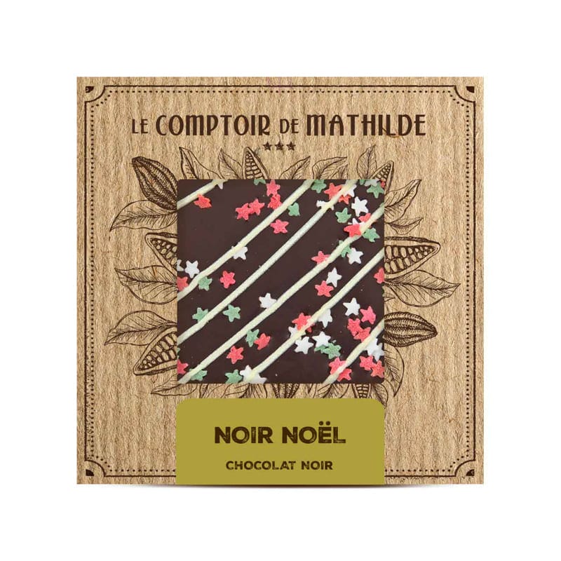 Tablette Chocolat Noir Rayures Noël - Le Comptoir de Mathilde