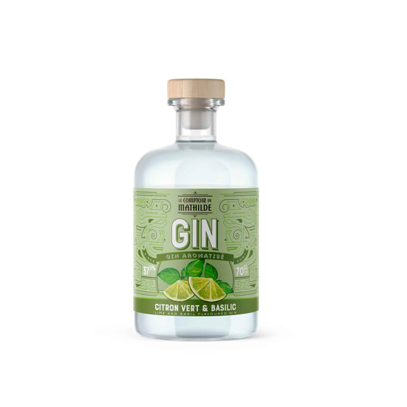 Gin Aromatisé Citron Vert et Basilic - Le Comptoir de Mathilde