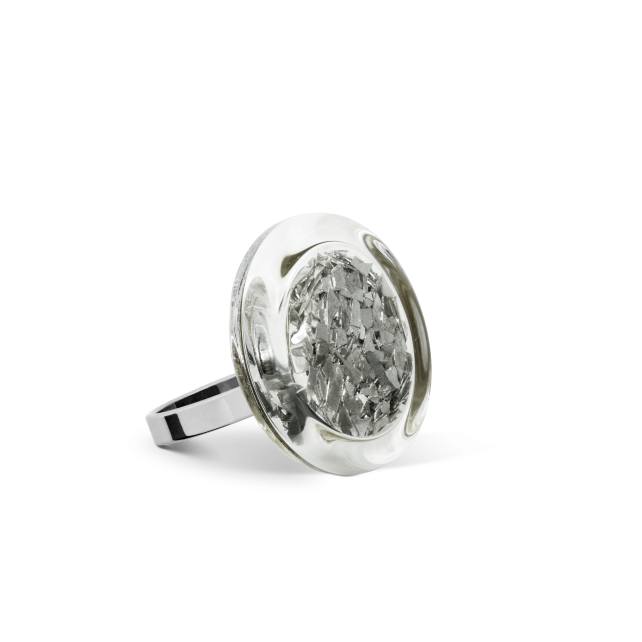 Bague en verre paillettes silver - Pylones