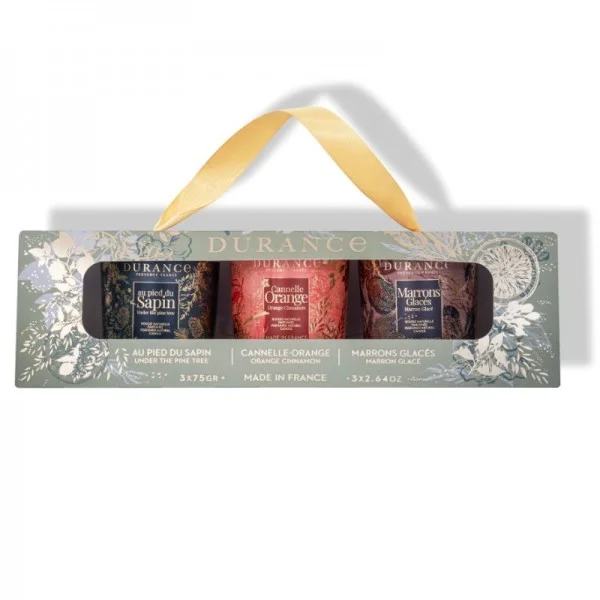 Coffret Bougies Parfumées (Sapin, Cannelle, Marrons) - Durance