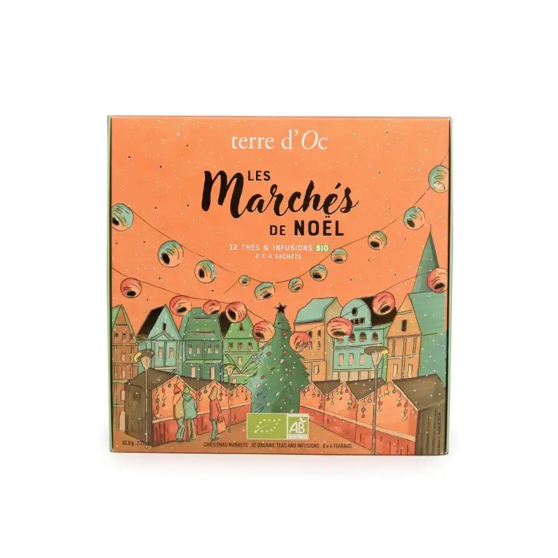 Coffret 32 sachets de 8 thés bio Les marchés de Noël en France - Terre d'OC