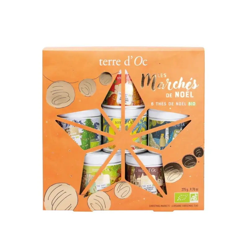 Coffret 6 thés bio Les marchés de Noël en France - Terre d'Oc