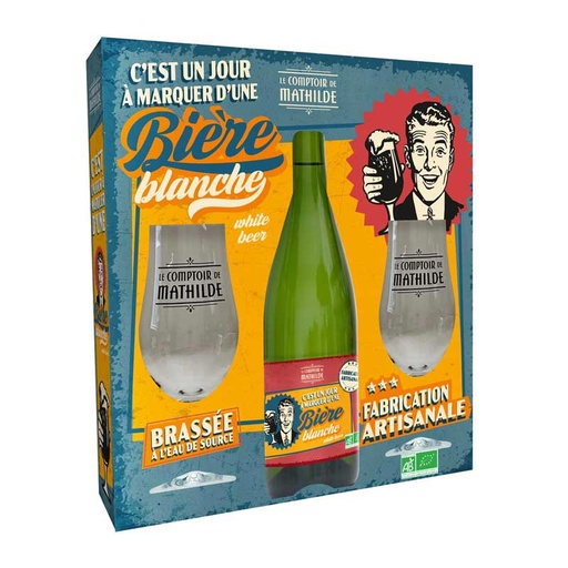 [COFAL0006] Coffret bière blanche bio + 2 verres - Le Comptoir de Mathilde