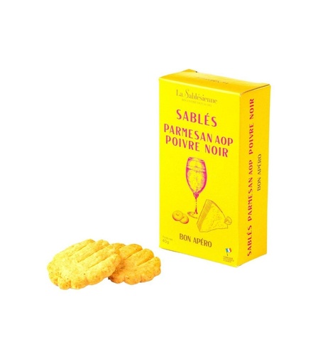 [F1SPP07] Petits Sablés salés Parmesan AOP Poivre 40g - La Sablésienne