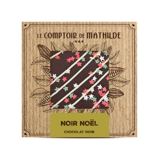 [TABPM0077] Tablette Chocolat Noir Rayures Noël - Le Comptoir de Mathilde