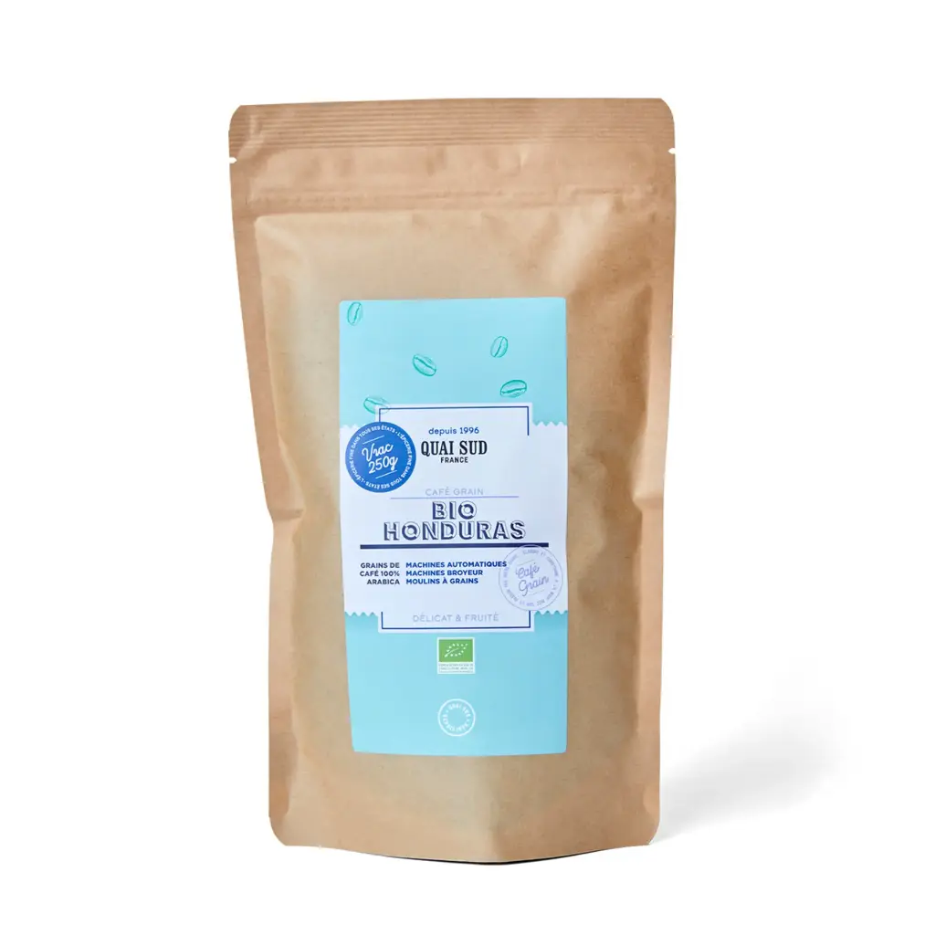 [5KGHOND250V] Grains de café Honduras en sachet 250 g - Quai Sud