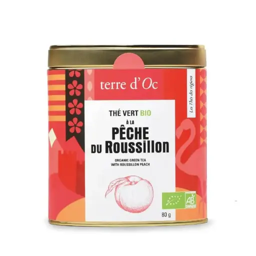 [TOTHTREPEC080A] Thé vert à la Pêche du Roussillon Bio - Terre D'oc  