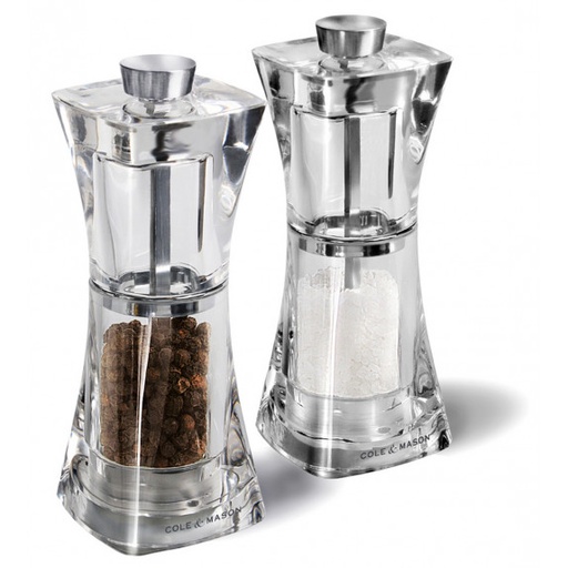 [CH37408P] Coffret moulins sel et poivre Crystal 125 mm - Cole & Mason